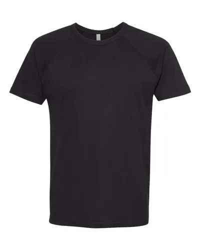 Next Level 3650 Unisex Cotton Raglan T-Shirt in Black/ Black — blank t-shirt, front view