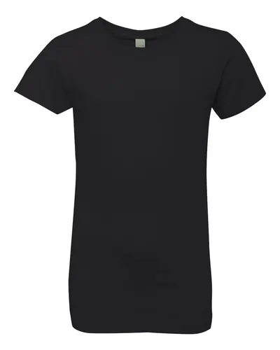 Next Level 3710 Girls’ Cotton Princess T-Shirt in Black — blank t-shirt, front view