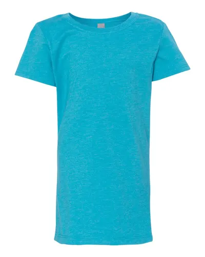 Next Level 3712 Girls’ CVC Princess T-Shirt in Bondi Blue — blank t-shirt, front view