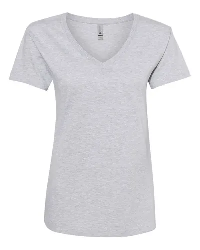 Next Level 3940 Women’s Cotton V-Neck T-Shirt in Heather Grey — blank t-shirt, front view