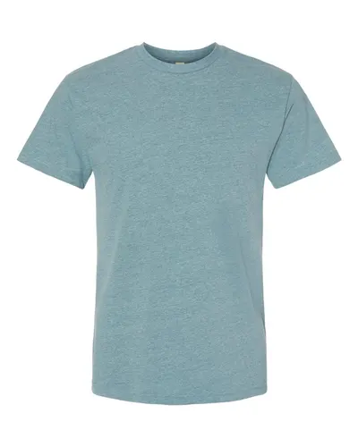 Next Level 4600 Unisex Eco Heavyweight T-Shirt in Heather Pacific — blank t-shirt, front view