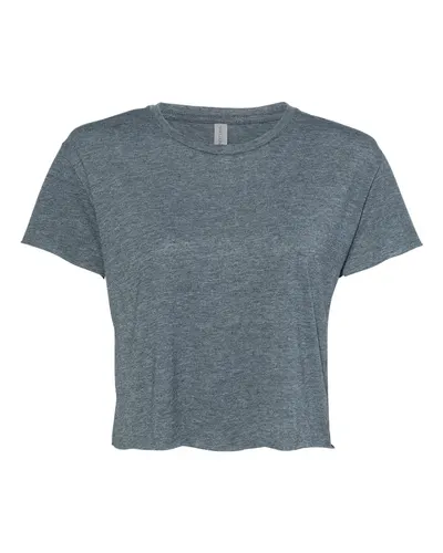 Next Level 5080 Women's Festival Crop Top in Antique Denim — blank garment, front view