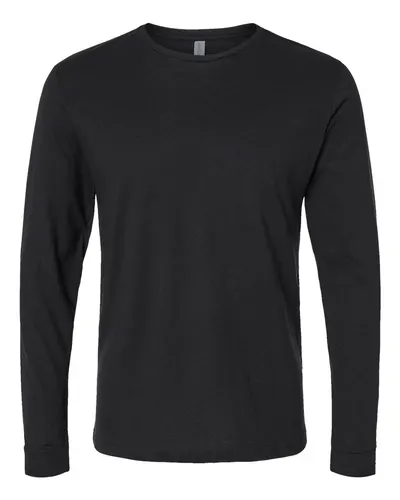 Next Level 6211 Unisex CVC Long Sleeve T-Shirt in Black — blank long sleeve tee, front view