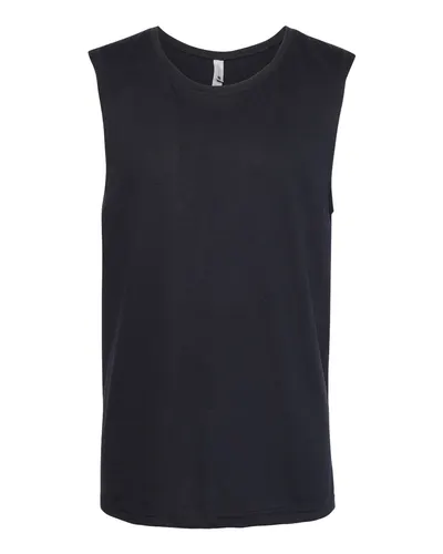 Next Level 6333 Unisex Lightweight Cotton/Poly Muscle Tank in Black — blank tank top, front view