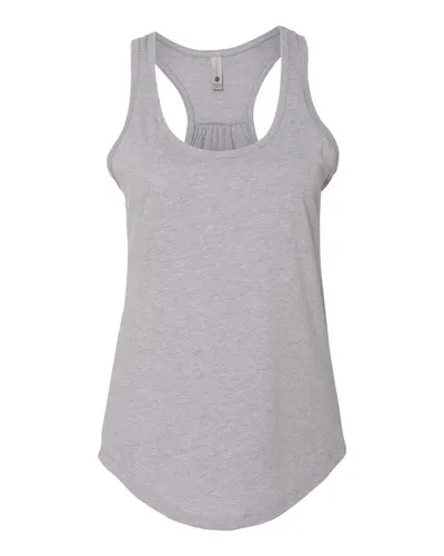 Next Level 6338 Women's Gathered Racerback Tank in Heather Grey — blank tank top, front view