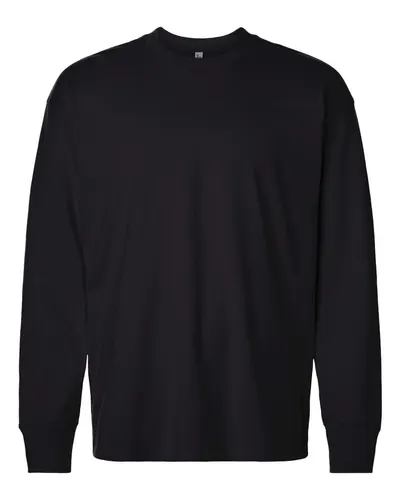 Next Level 7211 Unisex Heavyweight Long Sleeve T-Shirt in Black — blank long sleeve tee, front view
