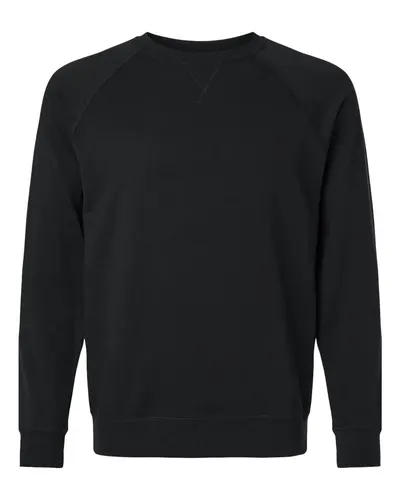 Next Level 9000 Unisex Laguna Raglan Crewneck Sweatshirt in Black — blank crewneck sweatshirt, front view