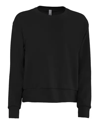 Next Level 9084 Women's Laguna Sueded Crewneck Sweatshirt in Black — blank crewneck sweatshirt, front view