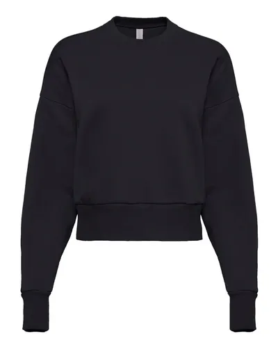 Next Level 9087 Women's Heavyweight Crewneck Sweatshirt in Black — blank crewneck sweatshirt, front view