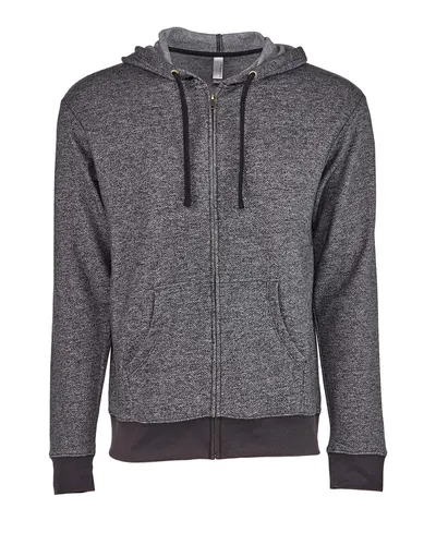 Next Level 9600 Unisex Pacifica Full-Zip Hoodie Sweatshirt in Black — blank hooded sweatshirt, front view