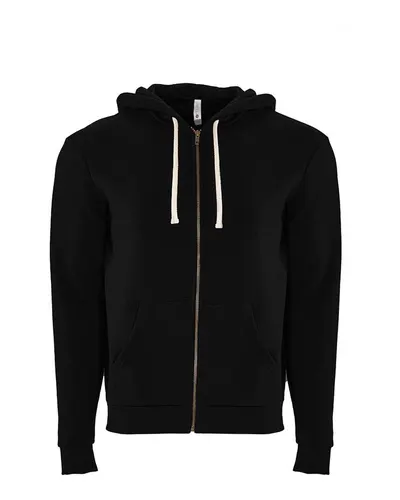 Next Level 9602 Unisex Santa Barbara Full-Zip Hoodie Sweatshirt in Black — blank hooded sweatshirt, front view