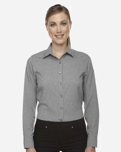 North End 78802 Women's Melange Performance Shirt in Light Heather — blank garment, front view