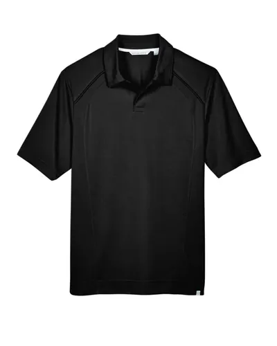 North End 88632 Men's Recycled Polyester Performance Pique Polo in Black — blank polo, front view