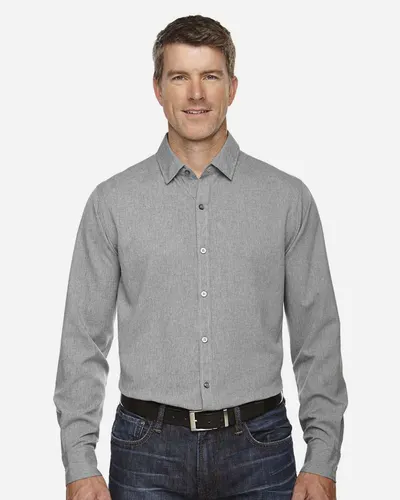 North End 88802 Men's Melange Performance Shirt in Light Heather — blank garment, front view