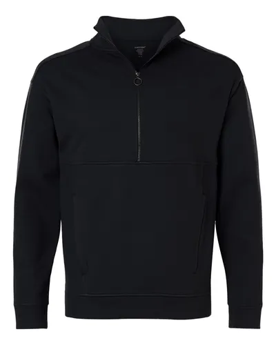 North End NE220 Men's Mantra Half-Zip Ottoman Pullover in Black — blank garment, front view