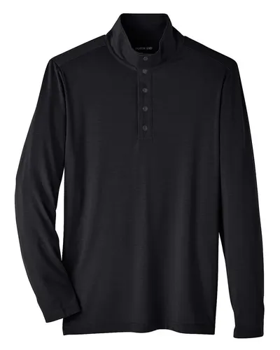 North End NE400 Men's JAQ Stretch Performance Snap-Neck Pullover in Black — blank garment, front view