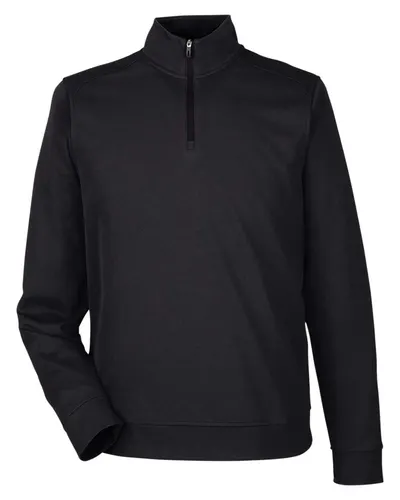 North End NE412 Men's Express Tech Performance Pique Quarter-Zip Pullover in Black — blank garment, front view