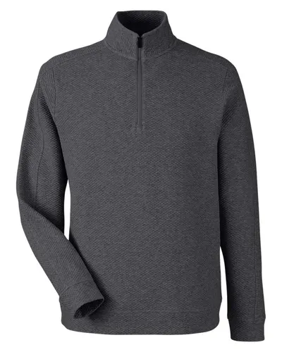 North End NE725 Men's Spirit Textured Quarter-Zip Pullover in Black Heather — blank garment, front view