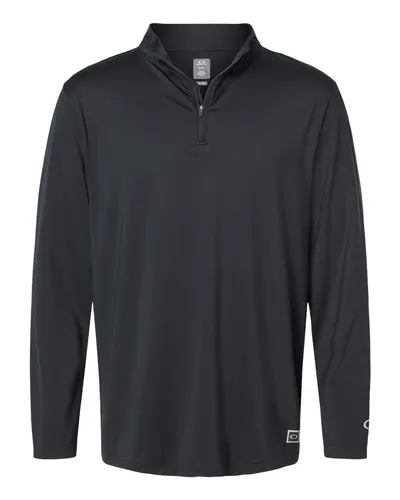 Oakley FOA402997 Men's Team Issue Podium Quarter-Zip Pullover in Blackout — blank garment, front view