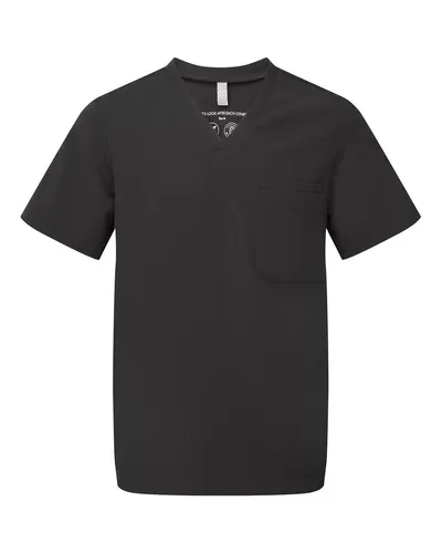 Onna NN200 Men's Limitless V-Neck Stretch Scrub Top in Black — blank garment, front view