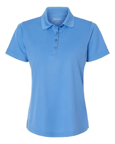 Paragon 104 Women's Saratoga Performance Mini Mesh Polo in Bimini Blue — blank polo, front view