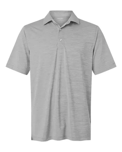 Paragon 162 Men's Bohemian Striped Heather Performance Polo in Black Heather — blank polo, front view