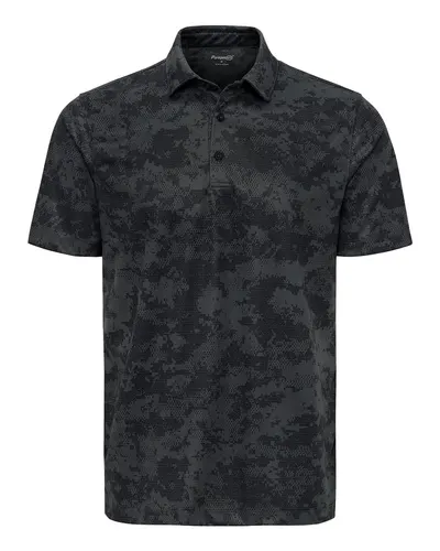 Paragon 171 Men's Monterey Printed Polo in Black — blank polo, front view