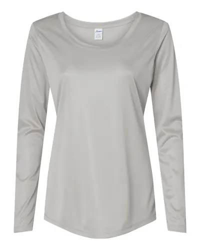 Paragon 214 Women's Long Islander Performance Long Sleeve T-Shirt in Aluminum — blank long sleeve tee, front view