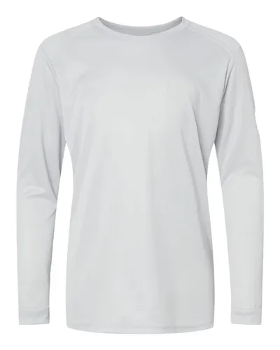 Paragon 218Y Youth Long Islander Performance Long Sleeve T-Shirt in Aluminum — blank long sleeve tee, front view
