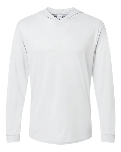 Paragon 220 Unisex Bahama Performance Hooded Long Sleeve T-Shirt in Aluminum — blank hooded sweatshirt, front view
