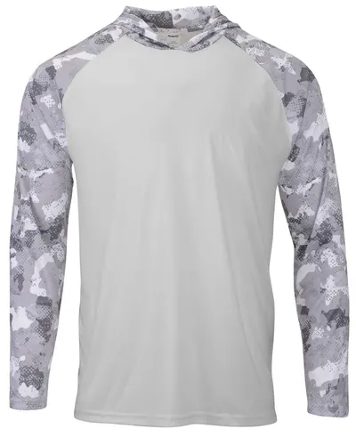 Paragon 240 Unisex Tortuga Extreme Performance Hooded T-Shirt in Aluminum — blank hooded sweatshirt, front view