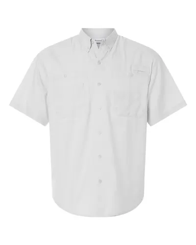 Paragon 700 Men's Hatteras Performance Short Sleeve Fishing Shirt in Aluminum — blank garment, front view