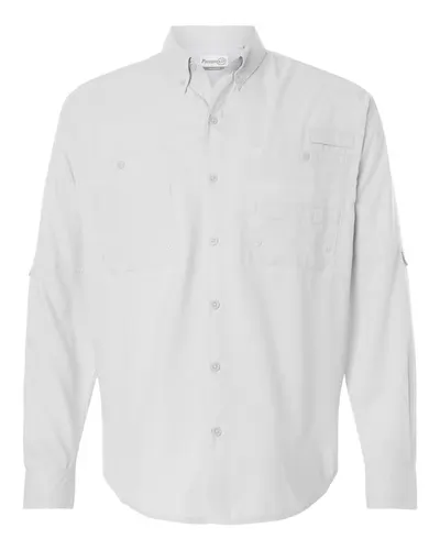 Paragon 702 Men's Kitty Hawk Performance Fishing Shirt in Aluminum — blank garment, front view