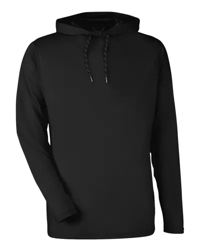 Puma Golf 532015 Men's Cloudspun Grylbl Hooded Pullover in Puma Black — blank hooded sweatshirt, front view