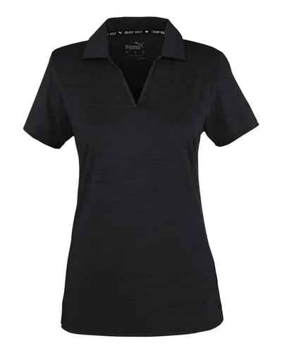 Puma Golf 532991 Women's Cloudspun Coast Polo in Puma Black Heather — blank polo, front view