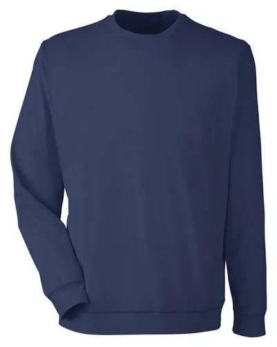 Puma Golf 535500 Men's Cloudspun Crewneck Sweatshirt in Navy Blazer Heather — blank crewneck sweatshirt, front view