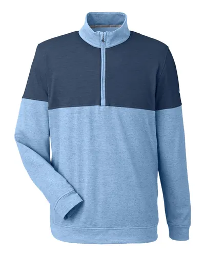 Puma Golf 595803 Men's Cloudspun Warm Up Quarter-Zip Pullover in Blue Bell/ Dark Denim — blank garment, front view