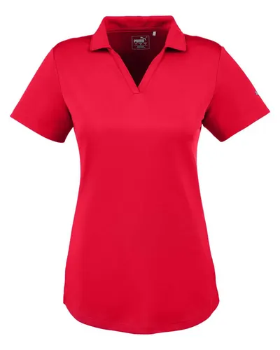 Puma Golf 596800 Women's Icon Golf Polo in High Risk Red — blank polo, front view