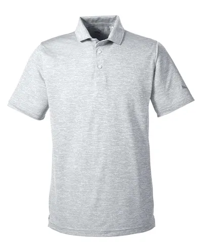 Puma Golf 596801 Men's Icon Heather Polo in Bright White — blank polo, front view