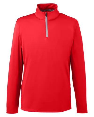 Puma Golf 596807 Men's Icon Quarter-Zip Pullover in High Risk Red — blank garment, front view