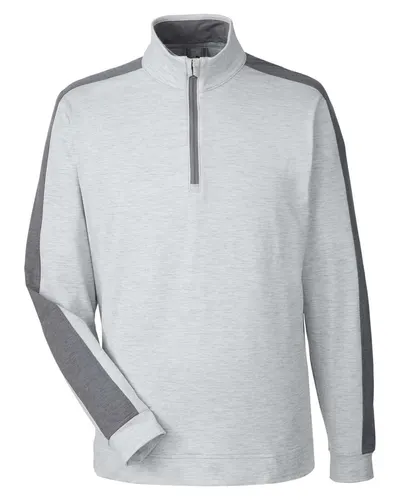 Puma Golf 599129 Men's Cloudspun Quarter-Zip Pullover in High Rise Heather/ Quiet Shade — blank garment, front view