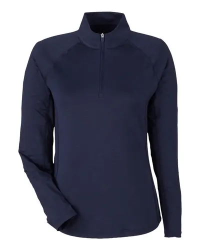Puma Golf 625902 Women's You-V Quarter-Zip Pullover in Deep Navy — blank garment, front view