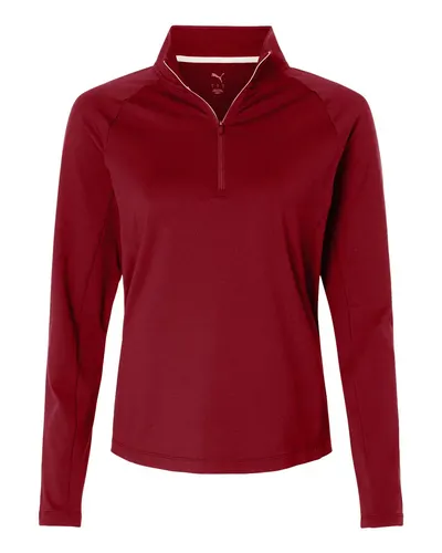 Puma Golf 629449 Women's Pure 2.0 Quarter-Zip in Dark Crimson — blank garment, front view