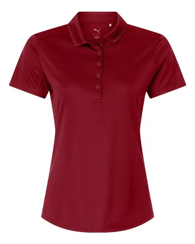 Puma Golf 629944 Womens Pure 2.0 Polo in Dark Crimson — blank polo, front view