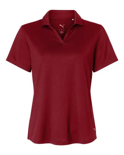 Puma Golf 631050 Women's Icon Polo 2.0 in Dark Crimson — blank polo, front view