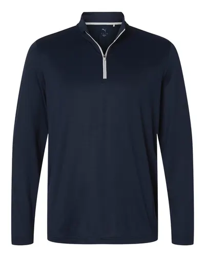 Puma Golf 631059 Men's Icon 2.0 Quarter-Zip in Deep Navy — blank garment, front view