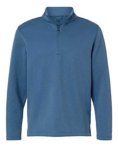 Puma Golf 638595 Men's Pebble Quarter-Zip Pullover in Blue Horizon — blank garment, front view