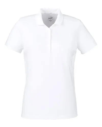 Puma Golf PG100W Women's Bandon Polo in Bright White — blank polo, front view