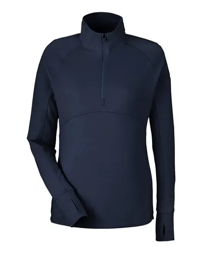 Puma Golf PG400W Women's Bandon Quarter-Zip Pullover in Navy Blazer — blank garment, front view