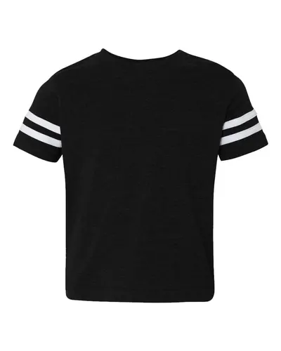 Rabbit Skins 3037 Toddler Football Fine Jersey Tee in Black Solid/ White — blank t-shirt, front view